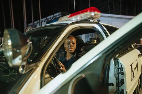 police officer in car stock art